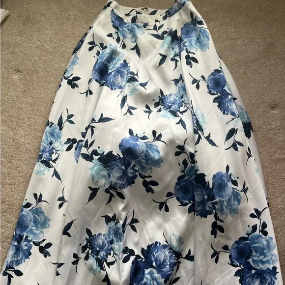 navy blue floral 2 piece long prom dress size 11 - Picture 6 of 6